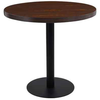 Bistrotisch FLORI rund Dunkelbraun/Schwarz 80 cm MDF Esstisch kleiner Tisch Cafe