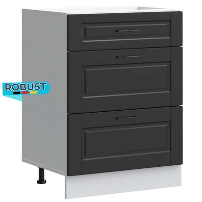 K?chenunterschrank SAMU Schwarz 60x46x81,5 cm K?che Unterschrank Schublade