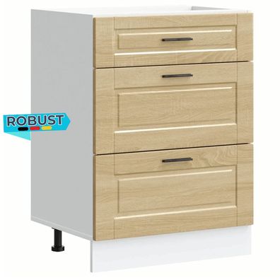 K?chenunterschrank SAMU Sonoma-Eiche 60x46x81,5 cm K?che Unterschrank Schublade