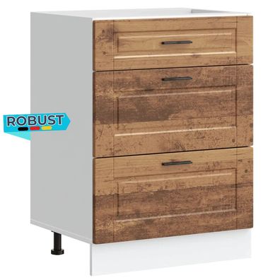 K?chenunterschrank SAMU Altholz-Optik 60x46x81,5 cm K?che Unterschrank Schublade