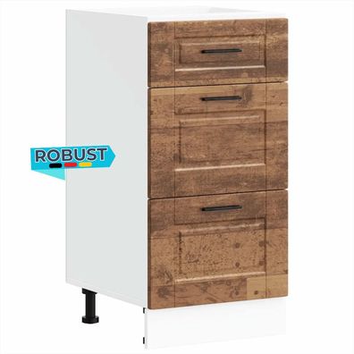K?chenunterschrank SAMU Altholz-Optik 40x46x81,5 cm K?che Unterschrank Schublade