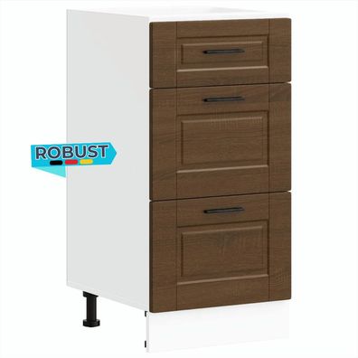 K?chenunterschrank SAMU Braun Eichen-Optik 40x46x81,5 cm K?che Unterschrank Schublade
