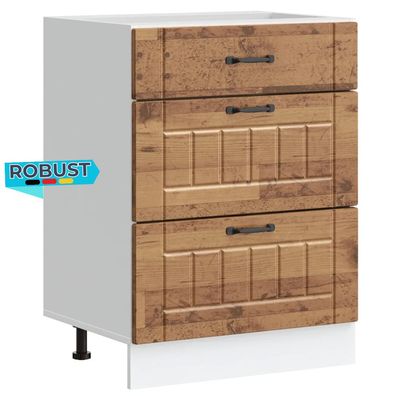 K?chenunterschrank MARO Altholz-Optik 60x46x81,5 cm K?che Unterschrank Schublade