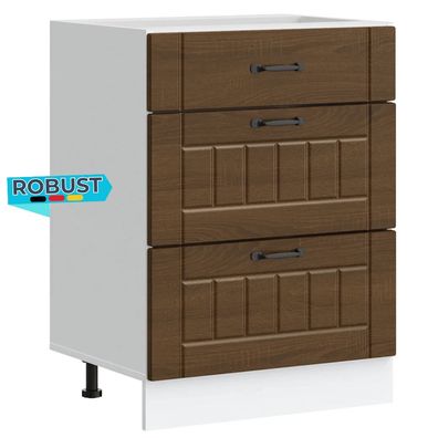 K?chenunterschrank MARO Braun Eichen-Optik 60x46x81,5 cm K?che Unterschrank Schublade