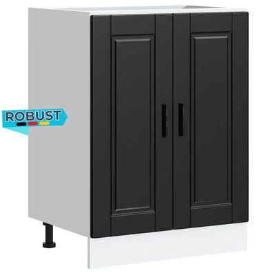 K?chenunterschrank THEO Schwarz 60x46x81,5 cm K?che Unterschrank T?ren
