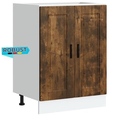 K?chenunterschrank THEO R?uchereiche 60x46x81,5 cm K?che Unterschrank T?ren