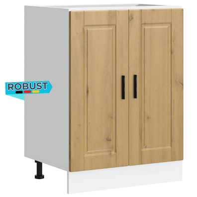 K?chenunterschrank THEO Artisan-Eiche 60x46x81,5 cm K?che Unterschrank T?ren