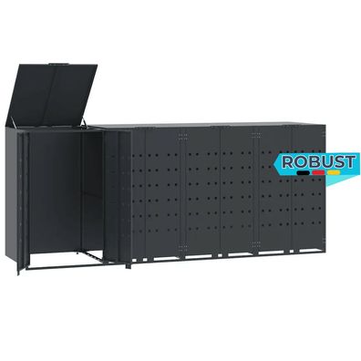 M?lltonnenbox GORILO f?r 4 Tonnen Anthrazit 276x79x117 cm Stahl M?lltonnenverkleidung
