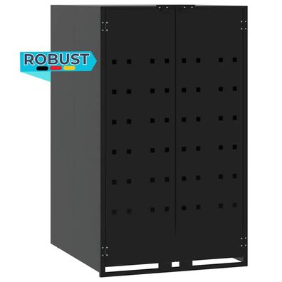 M?lltonnenbox GORILO f?r 1 Tonne Schwarz 69x79x117 cm Stahl M?lltonnenverkleidung 1er