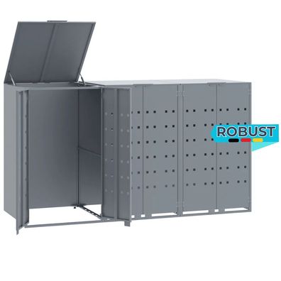 M?lltonnenbox GORILO f?r 3 Tonnen Grau 207x79x117 cm Stahl M?lltonnenverkleidung 3er