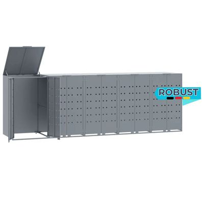 M?lltonnenbox GORILO f?r 5 Tonnen Grau 345x79x117 cm Stahl M?lltonnenverkleidung 5er