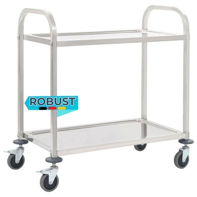 Servierwagen KENNI f?r K?che 2-Etagen 95x45x83,5 cm Edelstahl K?chenwagen Rollen