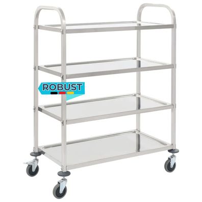 Servierwagen KENNI f?r K?che 4-Etagen 107x55x125 cm Edelstahl K?chenwagen Rollen