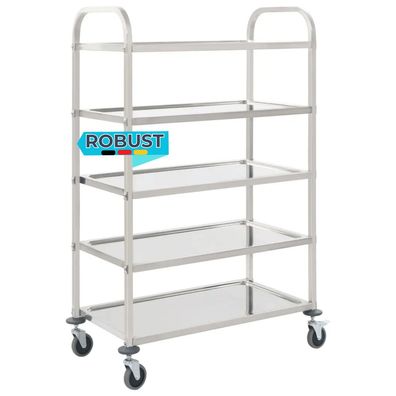 Servierwagen KENNI f?r K?che 5-Etagen 107x55x147 cm Edelstahl K?chenwagen Rollen