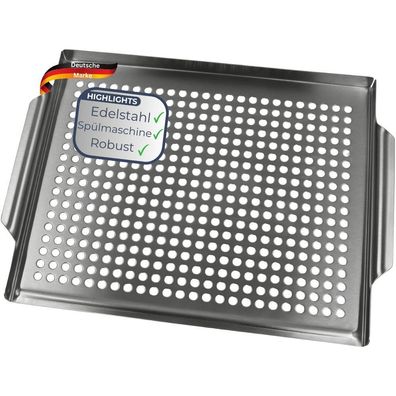 Grillschale Edelstahl f?r Gasgrill & Holzkohlegrill 30x40 Grillplatte L?cher