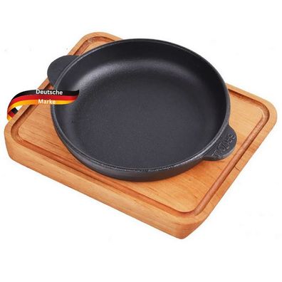 Servierpfanne Gusseisen MODI [ Holzuntersetzer] 16 ? Gusseiserne Grillpfanne