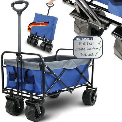 Bollerwagen faltbar CALLI Extra Breite Reifen Handwagen Transportwagen belastbar