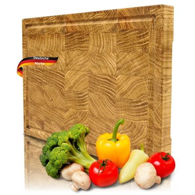 Schneidebrett Holz gro? MILA [KLINGENSCHONEND] 35x25x2,5 Stirnholz Eiche Saftrille