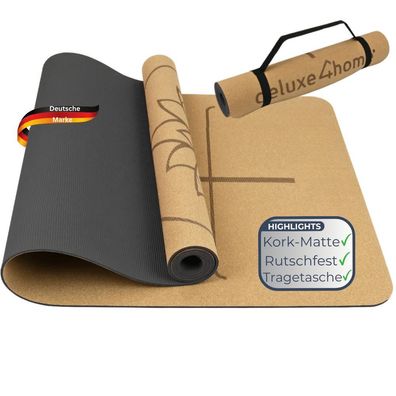 Yogamatte Kork rutschfest EMMI [ Tragegurt] 4mm Dicke Yoga Matte Fitnessmatte
