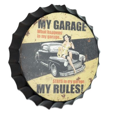 Moritz Deko Blechschild Kronkorken My Garage Werkstatt 33x33 Vintage Metall Schild