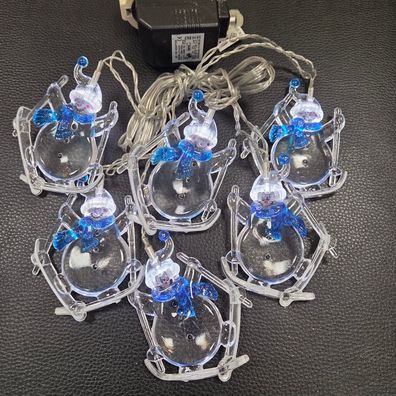 Deko LED Acryl-Lichterkette Schneemann 6er 1,25m 458-54