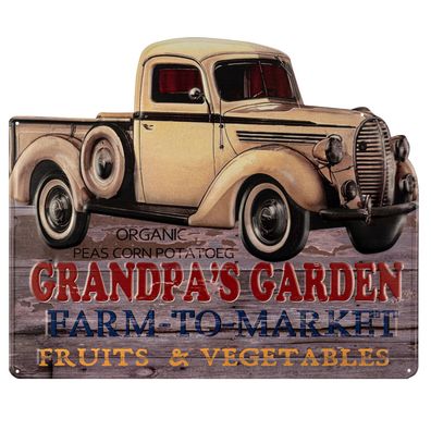 Moritz Blechschild 60 x 50 cm Truck Oldtimer Grandpa Opas Garten Farm Früchte Gemüse
