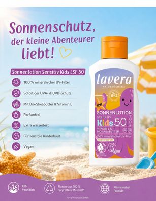 lavera Naturkosmetik - Sonnenlotion Sensitiv Kids LSF 50 100 ml mineralisch vegan
