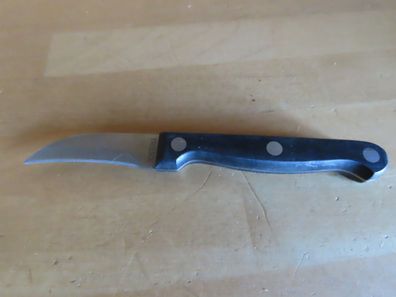 Schälmesser Kartoffelmesser Gemüsemesser mit gebogener Klinge schwarzer Griff