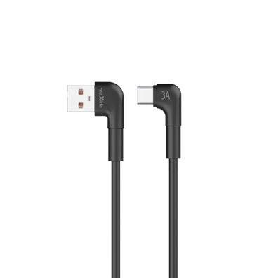 Maxlife MXUC 09 USB auf USB C Winkelkabel 1 m 3A Schwarz