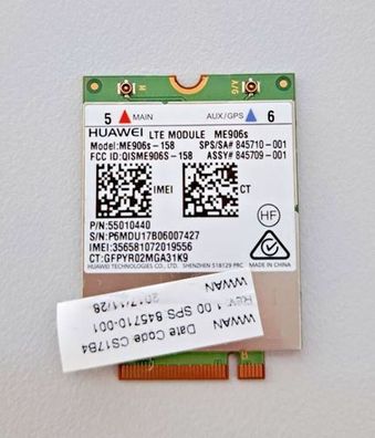 HP EliteBook x360 1030 G2 Modul LTE Huawei ME906S-158 Original WLAN Karte LTE