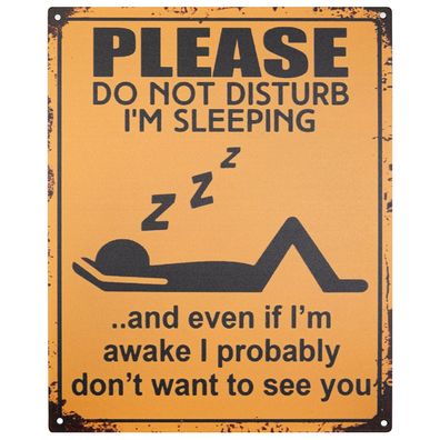 Moritz Blechschild 20 x 25 cm Please Do Not Disturb I´m Sleeping Retro Vintage Wand