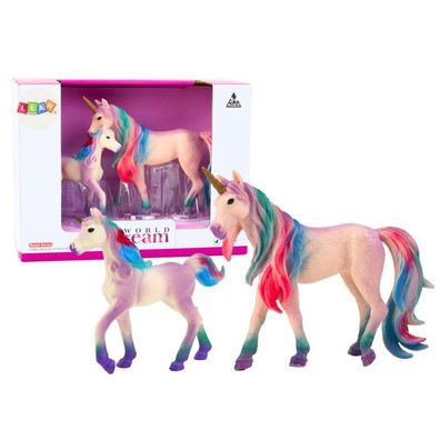 Leantoys Sammlerfiguren Einhorn mit Jungtier