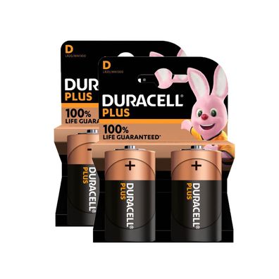 2x Duracell - Mono D Plus LR20 Batterien MN1300 1,5V Torcia 2er Blister