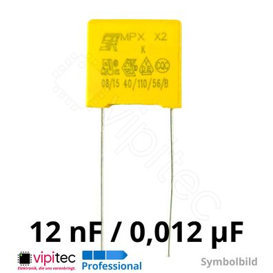 12nF X2 MKP Entstörkondensator 0,012µF uF 10% 310V 13x11x5mm RM 10mm Kondensator