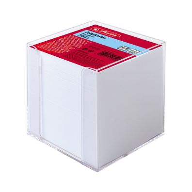 Herlitz Zettelkasten tr. 9x9cm 700Bl weiß mit Deckblatt eingeschweißt
