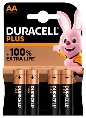 Duracell Plus AA Mignon 1,5V Alkaline Batterien MN1500 LR06 4er Blister