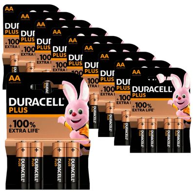 10x Duracell Plus AA Mignon 1,5V Alkaline Batterien MN1500 LR06 4er Blister