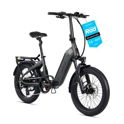 DERUIZ Faltbike Peridot 20" 250W/55Nm Ebike 500Wh Klapprad Elektrofahrrad, 143km