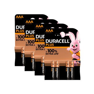 4x Duracell Plus AAA Micro Batterien LR03 1,5V Alkali Mangandioxid 4er Blister