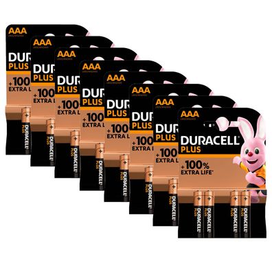 8x Duracell Plus AAA Micro Batterien LR03 1,5V Alkali Mangandioxid 4er Blister