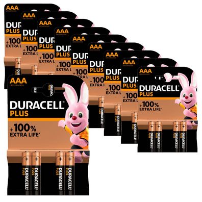 10x Duracell Plus AAA Micro Batterien LR03 1,5V Alkali Mangandioxid 4er Blister