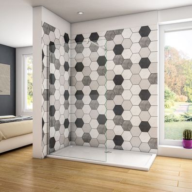 Walk in 90x200cm dusche 8mm ESG-Glas Duschwand Duschabtrennung mit 90cm Stabilisator