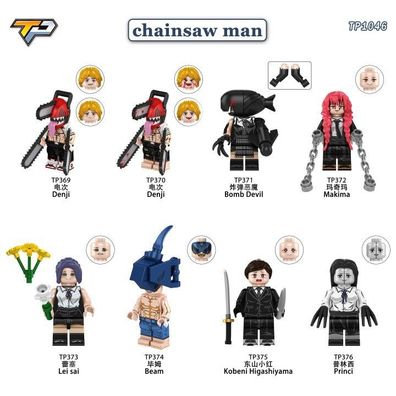 Lego Chainsaw Man Horror Modell Anime Film Superheld 8 x Mini Figuren Spielzeug