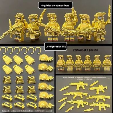 Call Duty Videospiel Lego Mini Figur 6 Gold Soldat Spielzeug Modell Armee Spielzeug