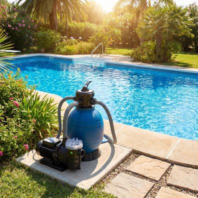 HST Sandfilter Poolfilter bis 35.000 L/h mit Profi Leis Poolpumpe 10000 L/h 400W