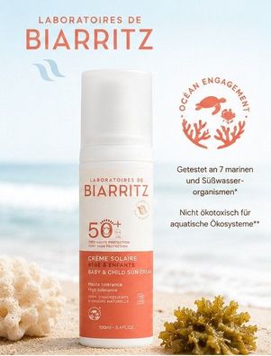 Laboratoires de Biarritz Sonnencreme Baby Kind LSF 50+ Bio 100 ml mineralisch