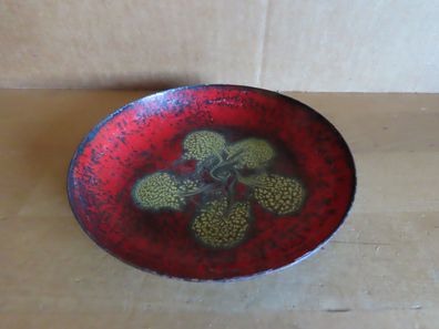 Zierschale Dekoschale Metall mit Emaille klein rot gelb ca.12 cm Ø