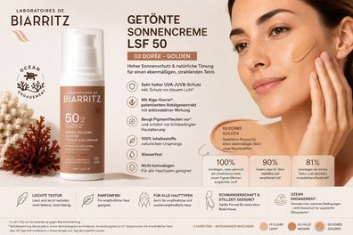 Laboratoires de Biarritz Getönte Sonnencreme LSF 50 Dorée Golden 50 ml Bio