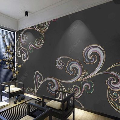 Original Vlies Fototapete Goldene Wolken Relief Wandtapete Stil Luxus 10605