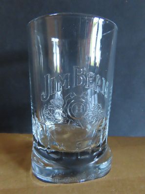 Whiskyglas Whiskybecher Whiskygläser klar Jim Beam Relief Fuß viereckig